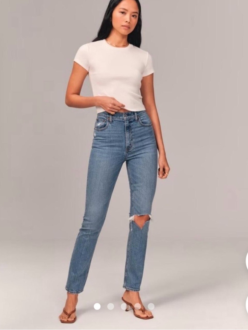 Abercrombie & Fitch Curve Love Ultra High Rise 90s Straight Jean Medium Destroy